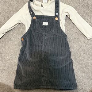H&M Gray Pinafore with Cream Top